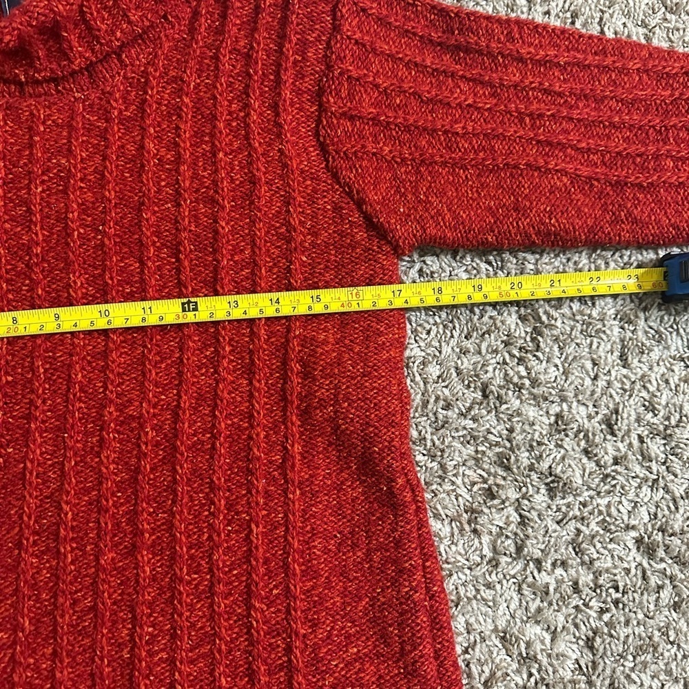 A338 Irelands Eye Irish Wool Silk Cable Knit TurtleNeck Sweater Bell Sleeve Sz S - Picture 5 of 6